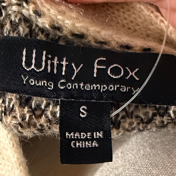 Witty Fox Leopard Sweater Open Cardigan Retro Look - Picture 2 of 4